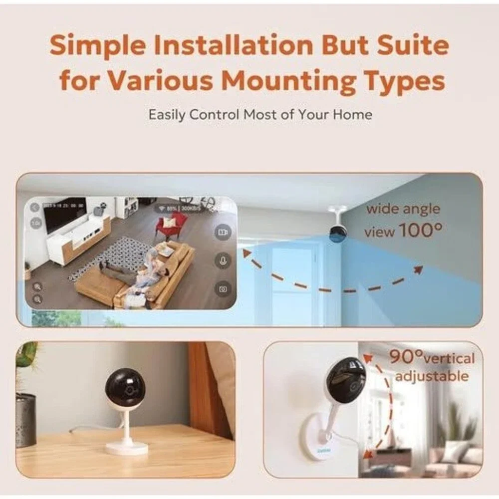 Owltron 2K Indoor Security Camera with Night Vision, Motion Alerts & Alexa